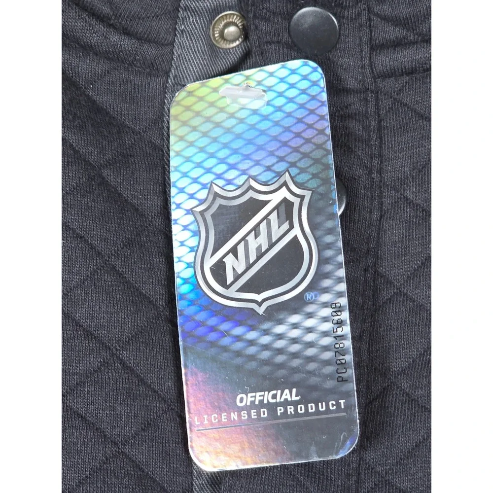 Blue 84 NHL Toronto Maple Leafs Mens Quilted Snap Mock Neck‎ Pullover Black Sz M